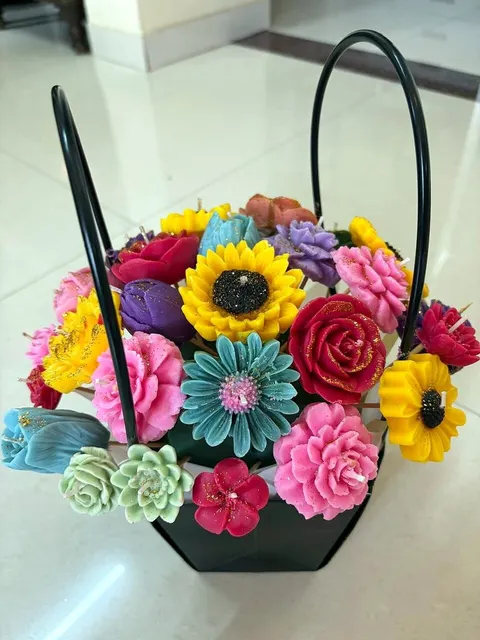 Candle Bouquet Basket, by Ashanjali Apothecary