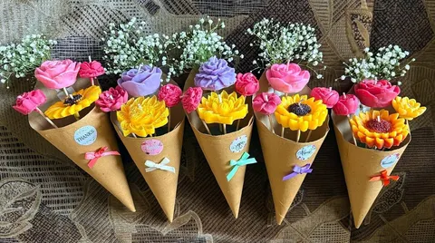 Candle Bouquet Cone, by Ashanjali Apothecary