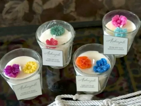 Small Glass Candle (floral), by Ashanjali Apothecary